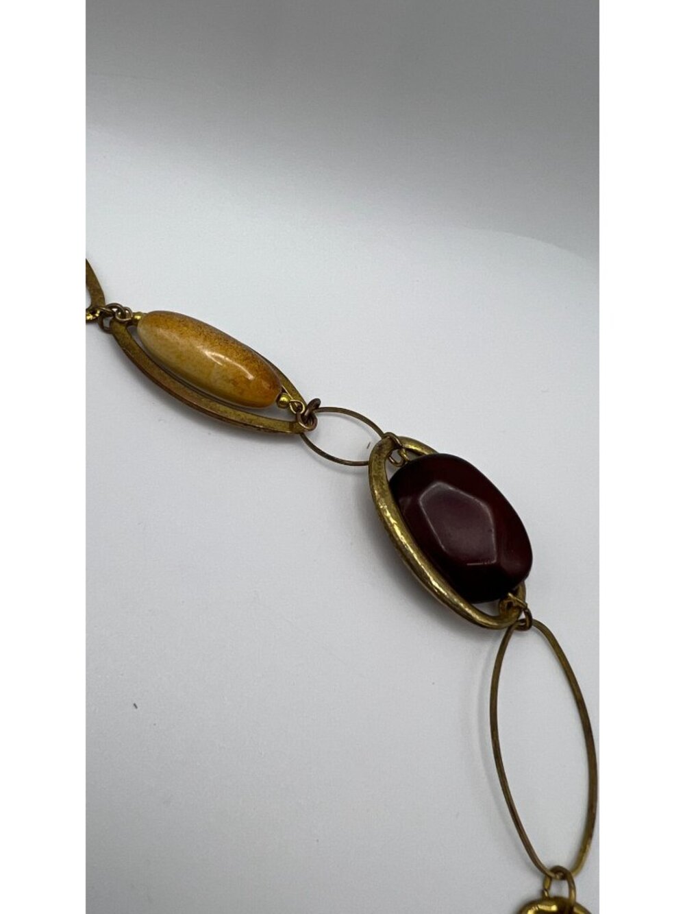 Multicolor Beaded Necklace With Gold-Tone Links Resin & Glass Beads 24" Adjustab - Picture 4 of 4